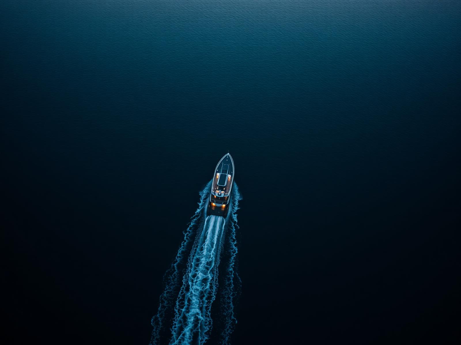 Vessel navigating dark calm waters